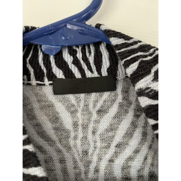 ATM Animal Print Cashmere Cotton Mock Neck Sweater Zebra XS EUC - Picture 3 of 10
